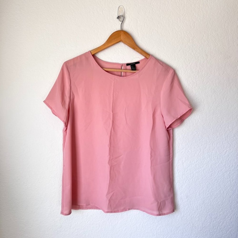Forever 21 Y2K Pink Blush Short Sleeve Blouse Size Large